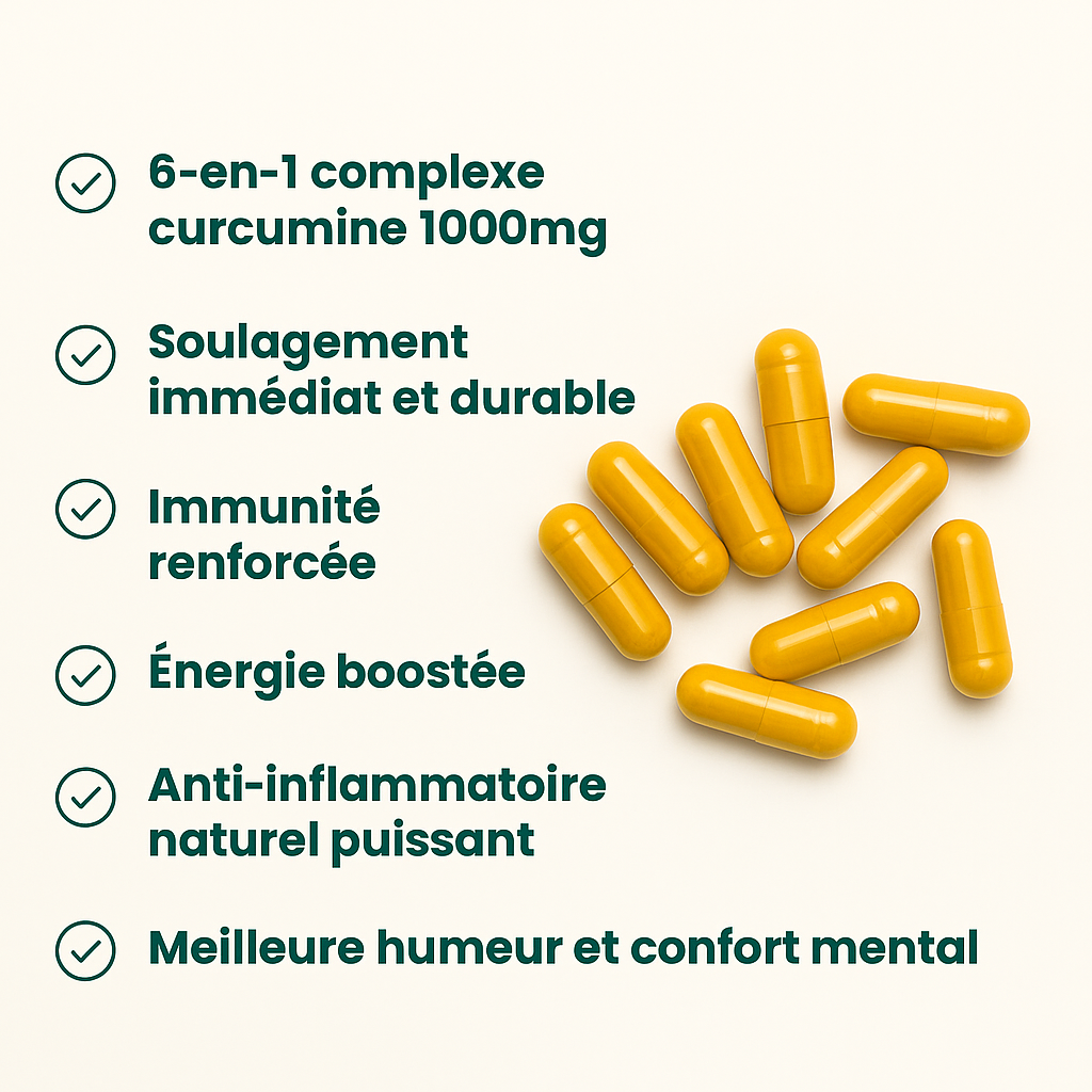 Turmeric Curcumin 1000mg - Soulage les douleurs articulaires naturellement
